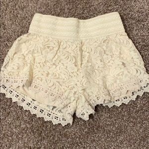 Lace Elastic Waistband Shorts